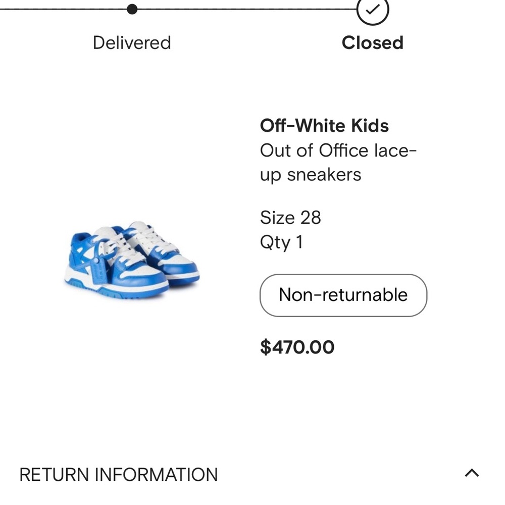 Off white toddler gym shoes